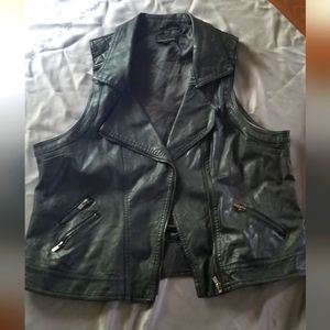 Black Fauz Leather Moto Vest